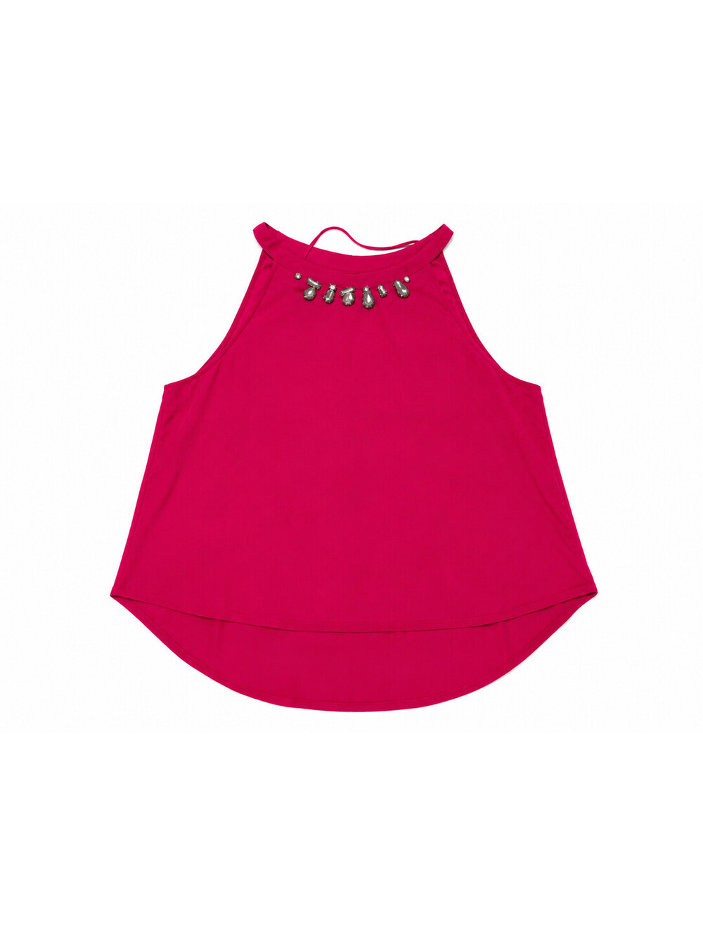 1.STATE Women's Red Embellished Halter Tank Top Blouse Size XL High Low Hem